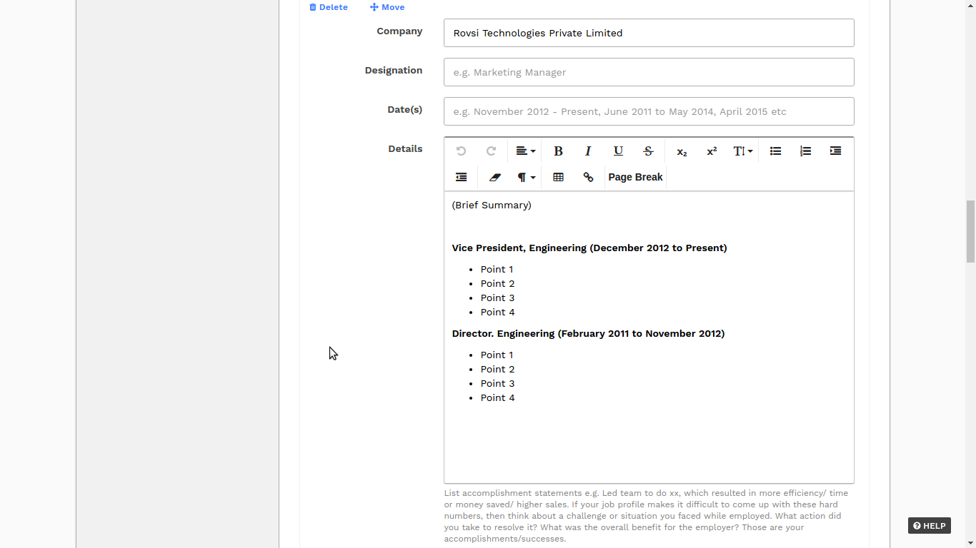 Add multiple roles/designations for the same company