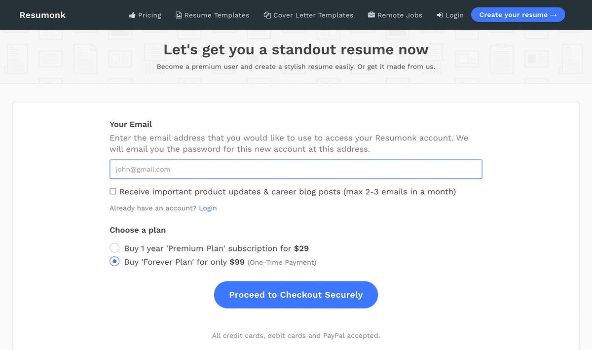 Sign up for an account