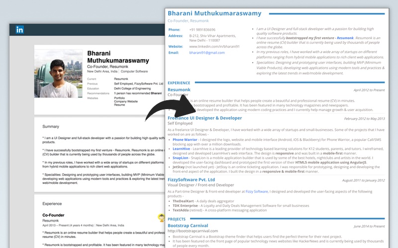 LinkedIn to Resume Converter: Create a PDF resume quickly
