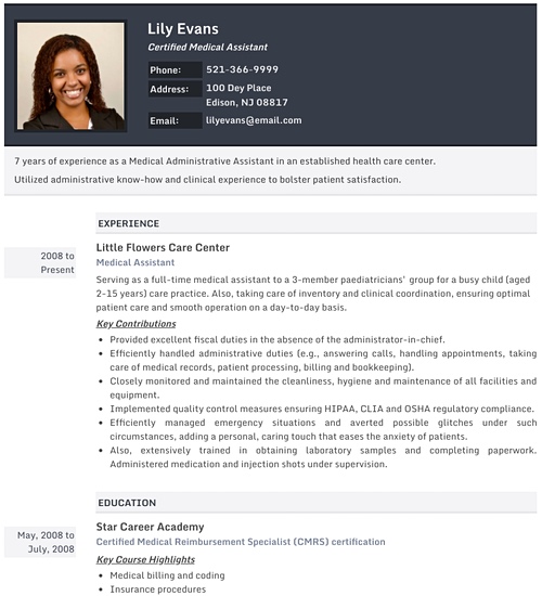 Photo Resume Templates Professional Cv Formats Resumonk