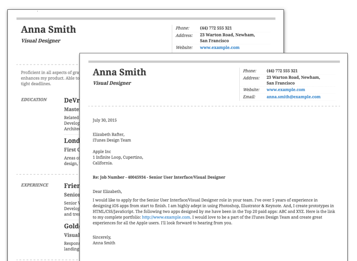 Cover Letter Template - 'Elegant' | Create your CV