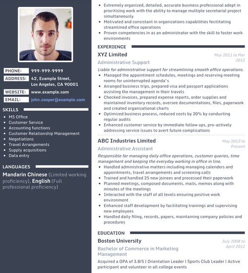 Photo Resume Templates Professional Cv Formats Resumonk