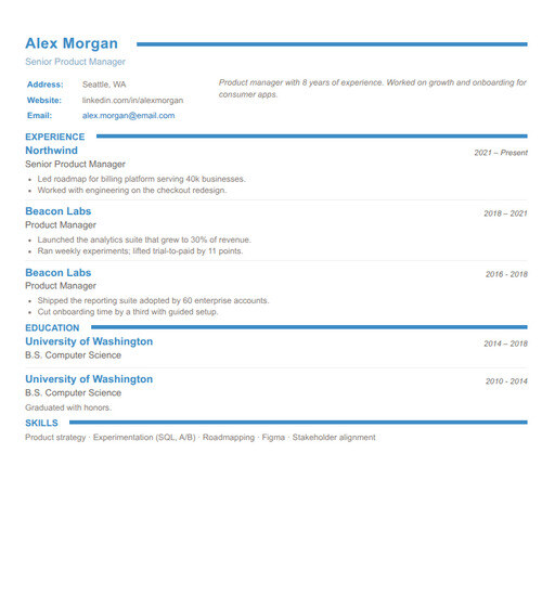 Resume template and format: Collegium