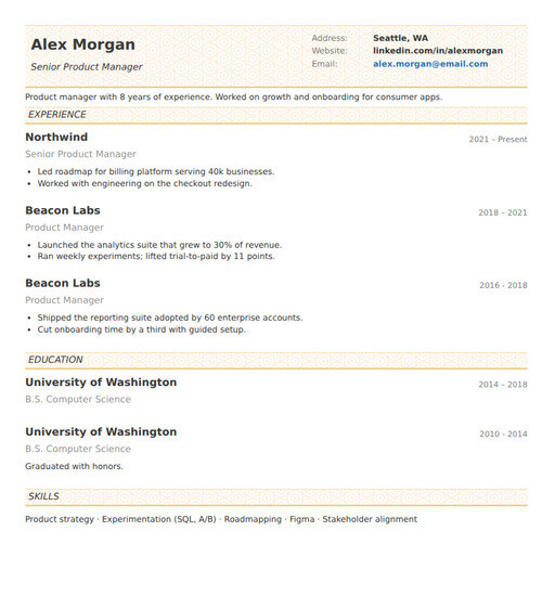 Resume template and format: Concise