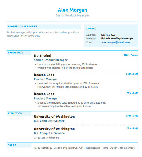 Resume template and format: Stylismo