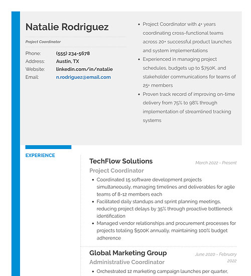 Resume template and format: Bold