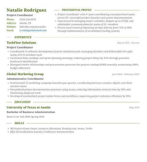 Resume template and format: Charisma
