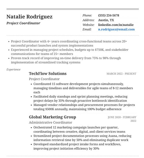 Resume template and format: Elegant