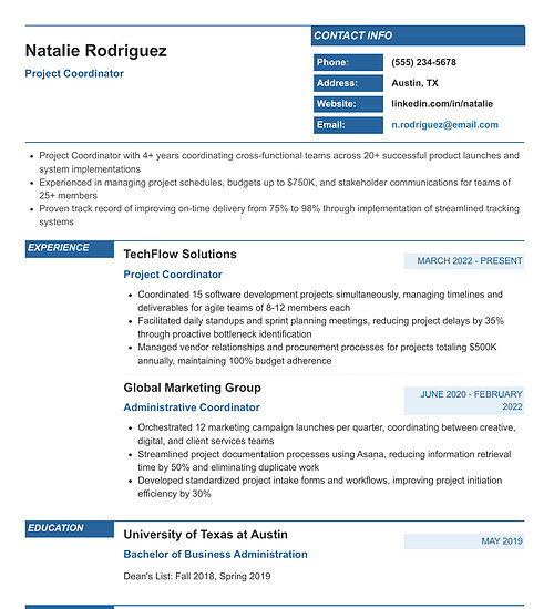 Resume template and format: Prestige