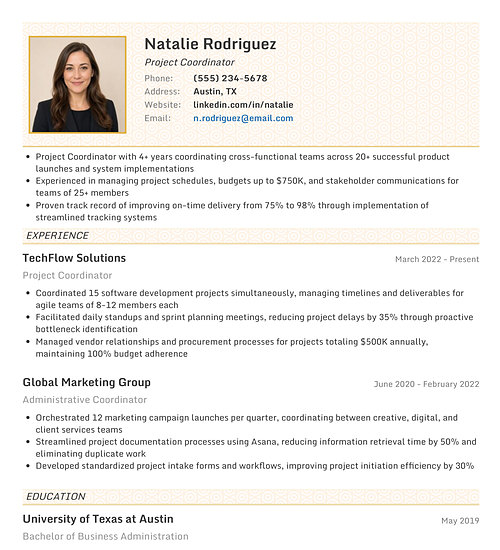 Photo resume template and format: Vibrant