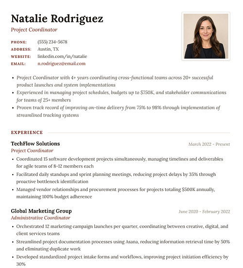 Photo resume template and format: Zen