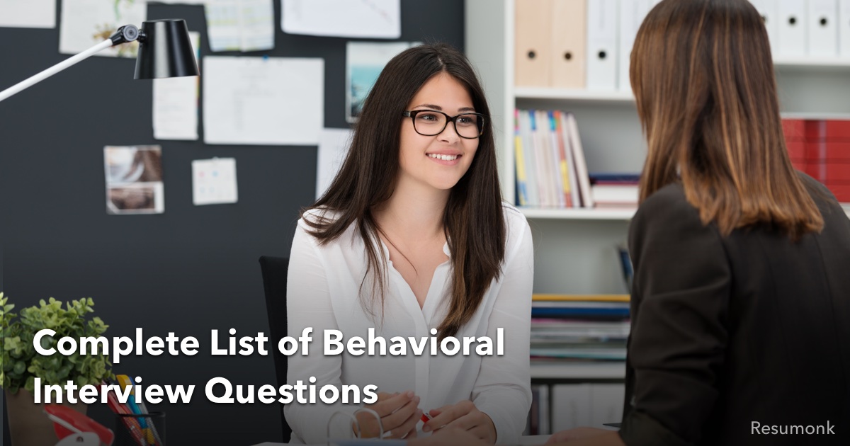 complete list of behavioral interview questions